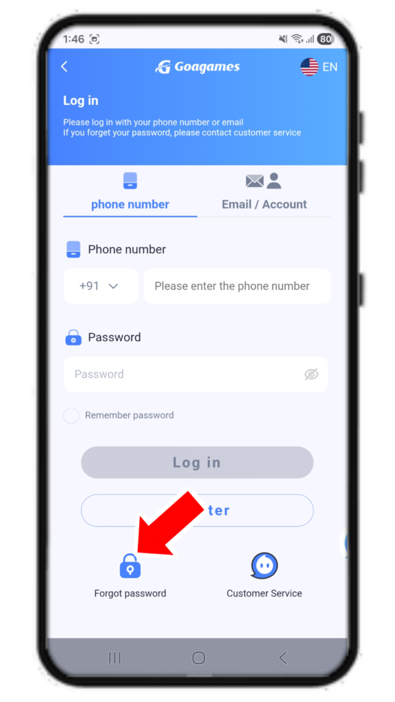Goagames Forgot PAssword