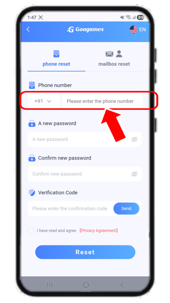 Goagames Forgot PAssword